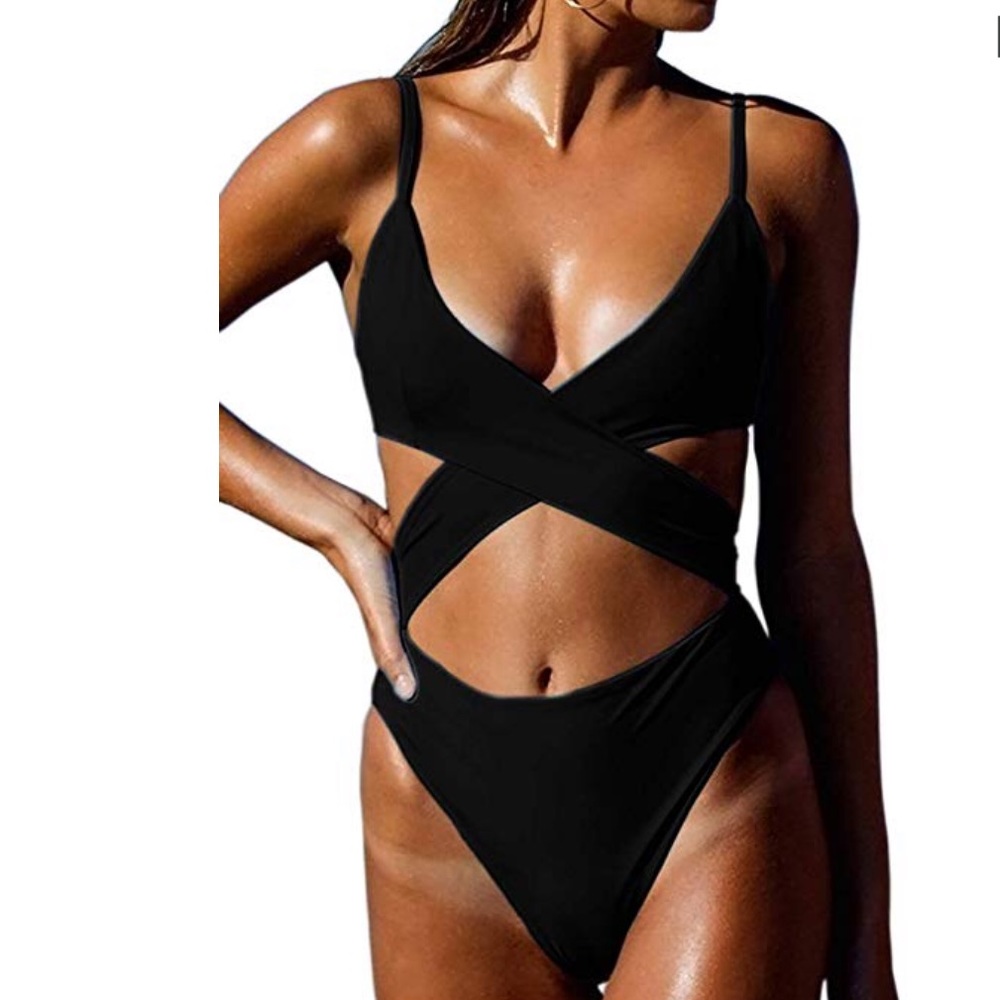Black wrap around monokini
